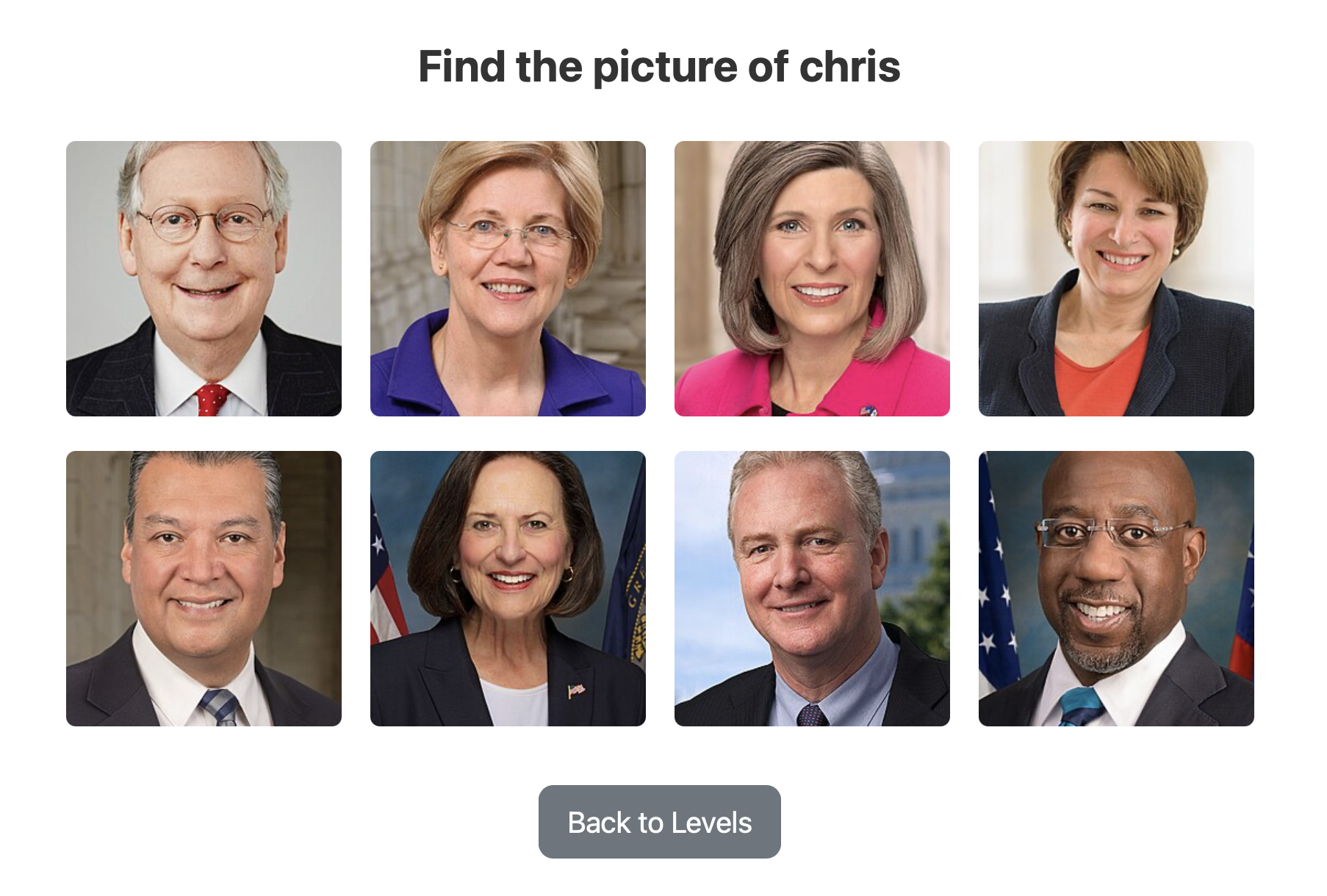 Name Game practice screen